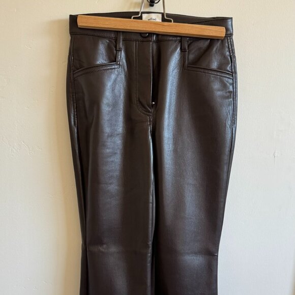 Wilfred Pants - Wilfred by Aritzia Faux Leather Pants | Flare Leg | Brown | Size 2